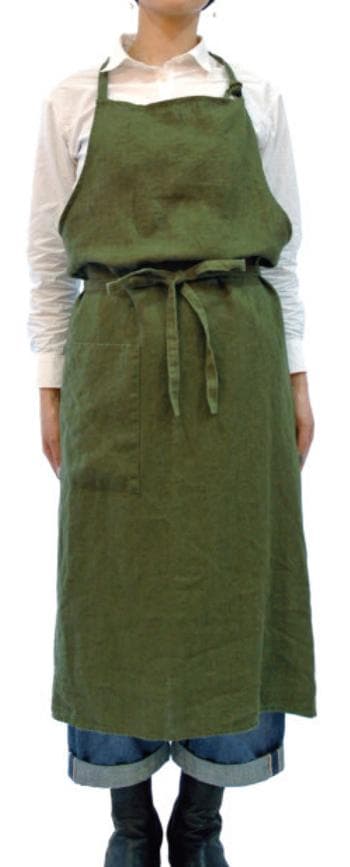 リトアニア製　Linne　リネン/麻　キッチンエプロン GR