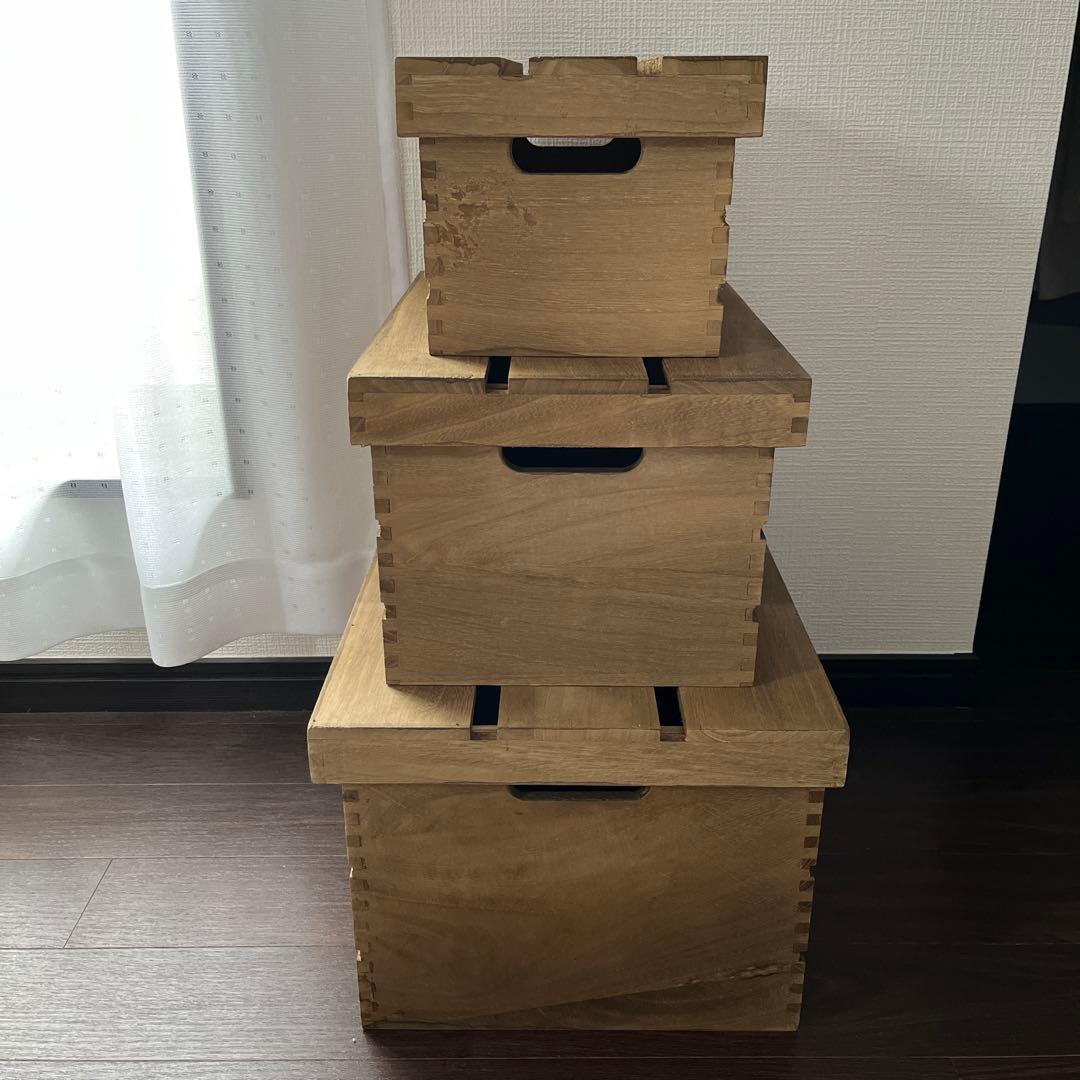 ふた付き木箱3サイズセット　新品