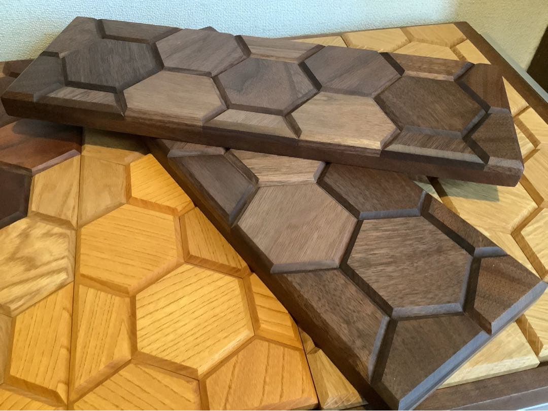 IGTテーブル天板　ハーフユニット2枚　ヘキサゴン118ウォールナット
