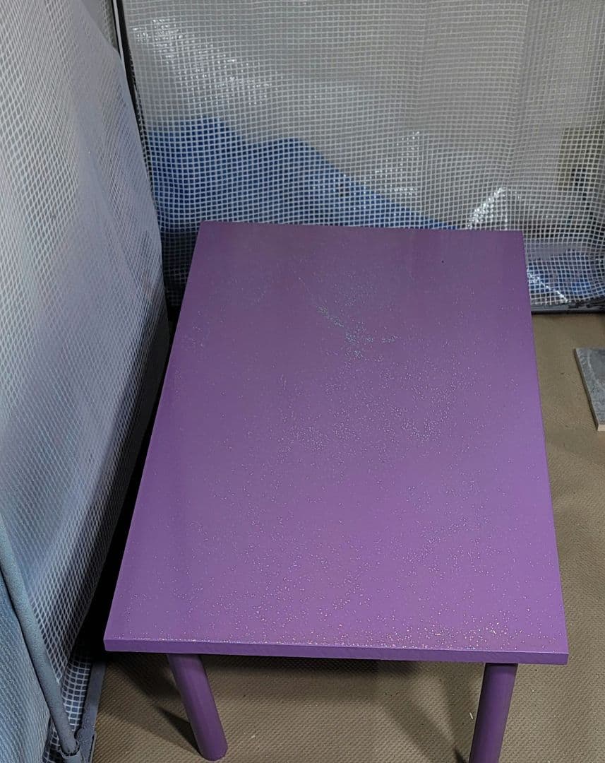 木材テーブル レインボーラメ (パープル紫)塗装